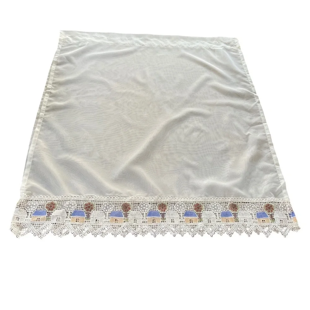 Jubilee Country Lane Tailored Tiers Natural Lace Village Curtains 60x36 Set of 2